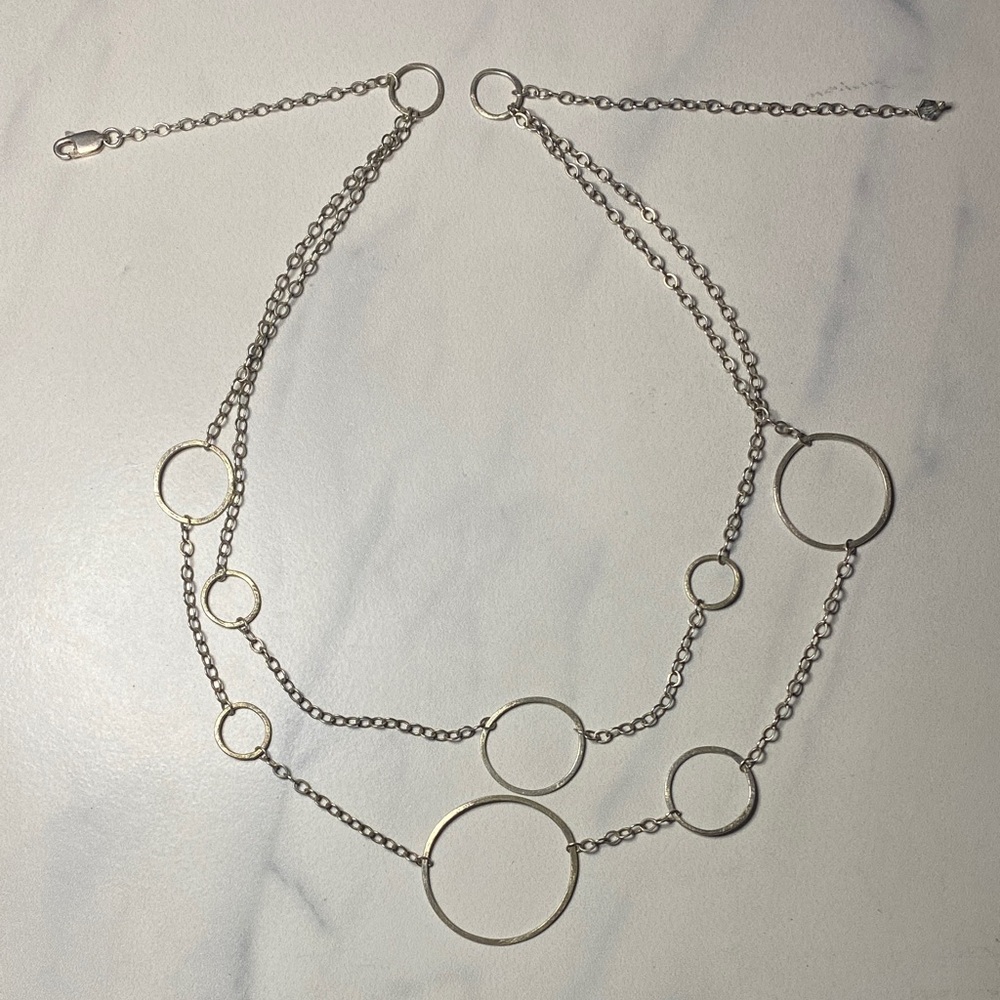 Sterling Silver Chain‎ of Circles Adjustable Necklace 925